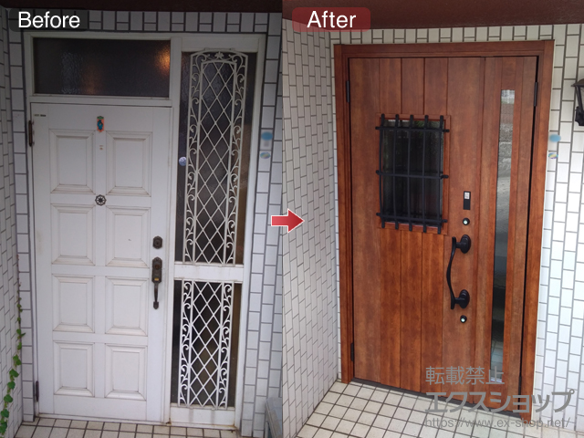 神奈川県横浜市のLIXIL リクシル（トステム）の玄関ドア リシェント玄関ドア3 断熱K4仕様 親子仕様(ランマ無)L D44型 ※カザスプラス仕様 施工例