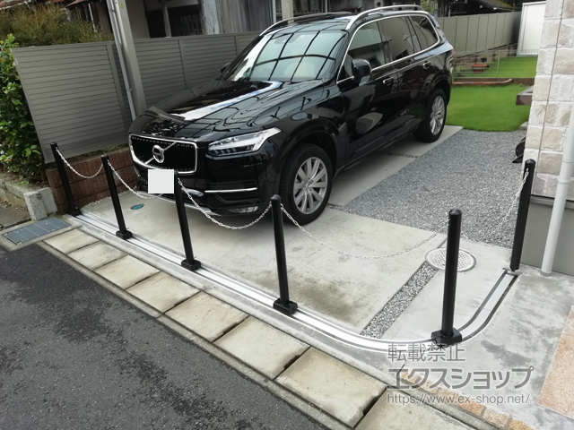 千葉県柏市ののカーゲート ポールゲートＫ1型 50Ｓ＋90度コーナー納まり 施工例