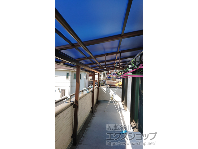 愛知県豊田市ののバルコニー・ベランダ屋根 プレシオステラスII F型 屋根タイプ 連棟 積雪〜20cm対応 施工例