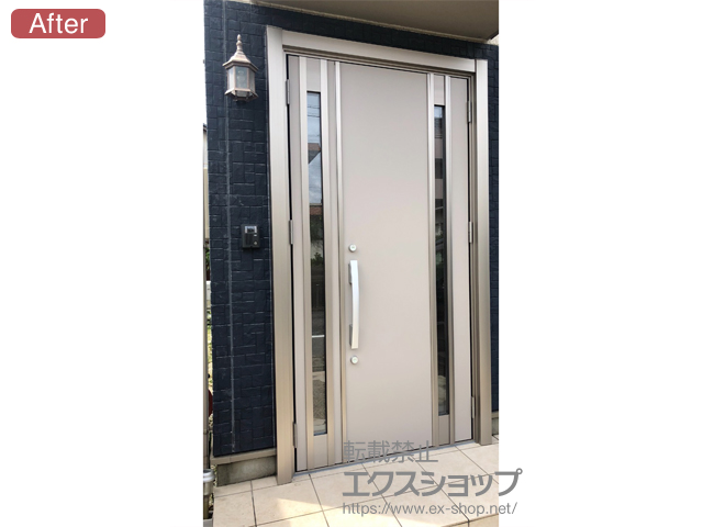 愛知県小牧市のLIXIL リクシル（トステム）の玄関ドア リシェント玄関ドア3 断熱K4仕様 手動 親子仕様(ランマ無)R M78型 施工例