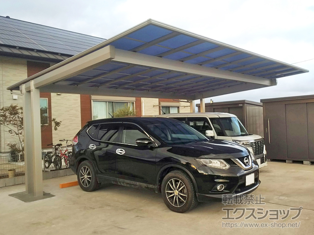 千葉県香取市ののカーポート エフルージュツインEX 後方支持タイプ 積雪〜20cm対応 施工例