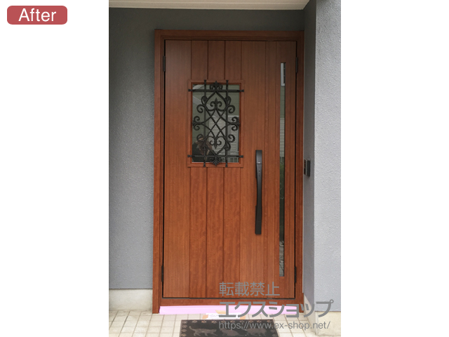 福岡県福岡市のLIXIL リクシル（トステム）の玄関ドア リシェント玄関ドア3 断熱K4仕様 親子仕様(ランマ無)L D41型 ※タッチキー仕様(リモコンタイプ) 施工例