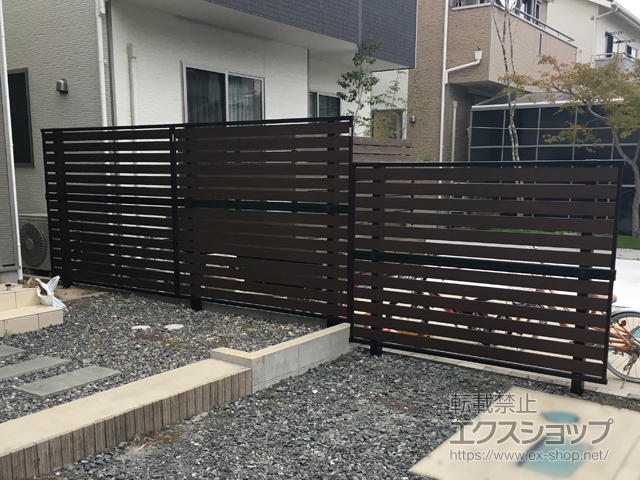 広島県廿日市市ののフェンス・柵 モクアルフェンス 横板タイプ 2段支柱施工 施工例