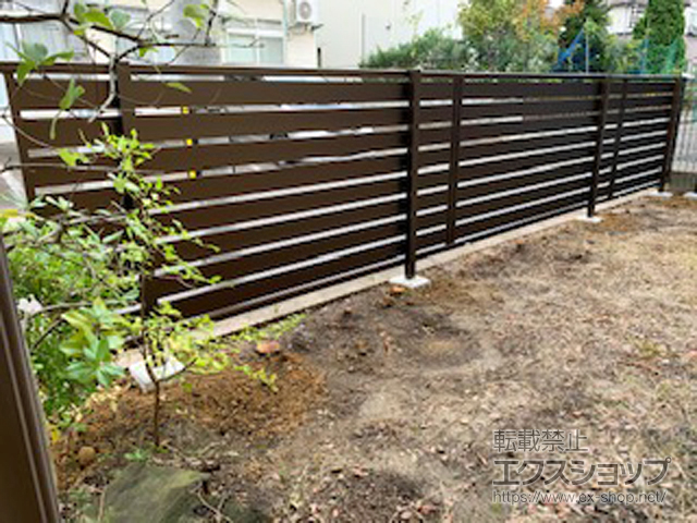 宮城県仙台市ののフェンス・柵 シンプレオフェンスSY1型　横スリット　自由柱施工 施工例