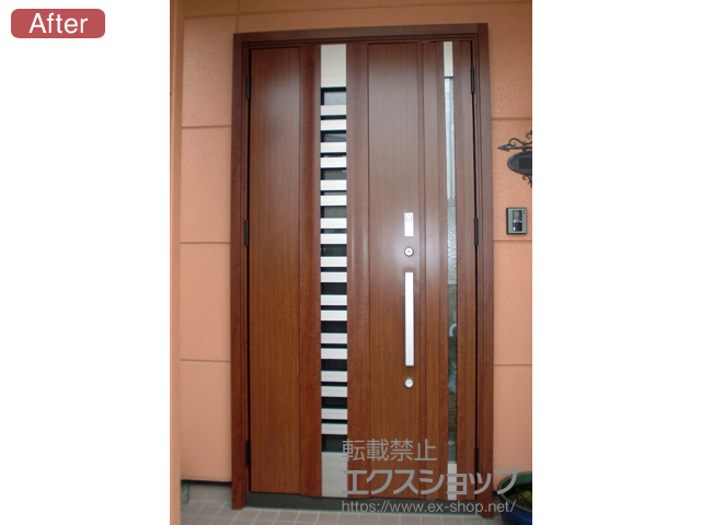 群馬県前橋市のLIXIL リクシル（トステム）の玄関ドア リシェント玄関ドア3 断熱K4仕様 親子仕様(ランマ無)L G82型 ※タッチキー仕様(キー付リモコン) 施工例