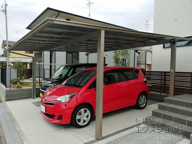 奈良県生駒郡斑鳩町ののカーポート ネスカF (フラットスタイル) ワイド 積雪〜20cm対応 施工例