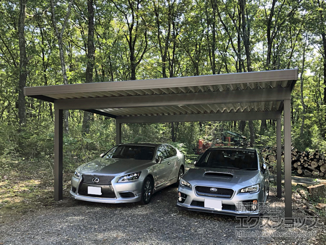 栃木県那須郡那須町のLIXIL リクシル（トステム）のカーポート テリオスポートIII 3000 角柱4本仕様 積雪〜100cm対応 施工例