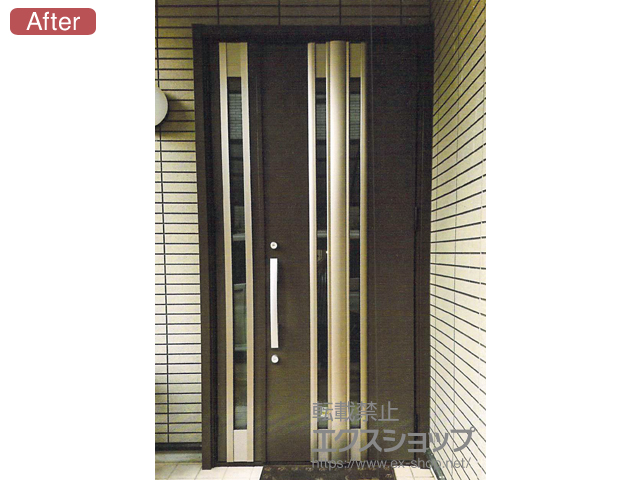 香川県高松市のLIXIL リクシル（トステム）の玄関ドア リシェント玄関ドア3 断熱K4仕様 手動 親子仕様(ランマ無)R G77型 施工例