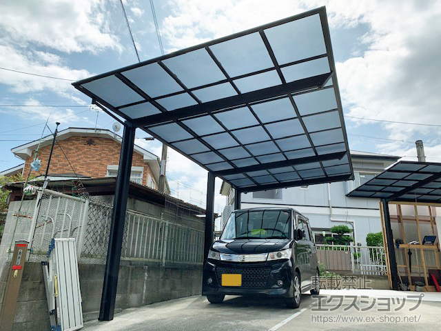 福岡県三井郡大刀洗町ののカーポート ネスカＦ (フラットスタイル) 延長 耐雪風圧強化パッケージ 積雪〜30cm対応 施工例