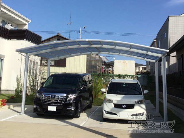 茨城県土浦市ののカーポート ネスカR (ラウンドスタイル) ワイド 積雪〜20cm対応 施工例