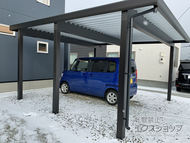 北海道札幌市ののカーポート ジーポートneo 積雪150cm Aタイプ 2台用 角柱6本柱 積雪〜150cm対応 施工例