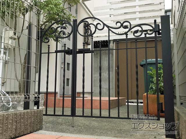 神奈川県逗子市のの門扉 ラフィーネ門扉1型 両開き親子 施工例