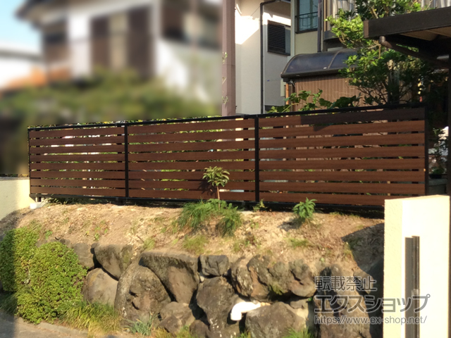 岐阜県多治見市ののフェンス・柵 モクアルフェンス 横板タイプ 自由柱施工 施工例