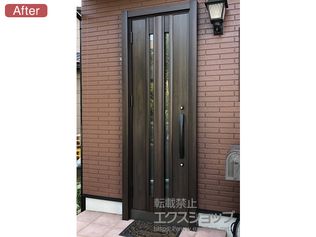 神奈川県横浜市のLIXIL リクシル（トステム）の玄関ドア リシェント玄関ドア3 断熱K4仕様 手動 片開き仕様(ランマ無)L G15型 施工例