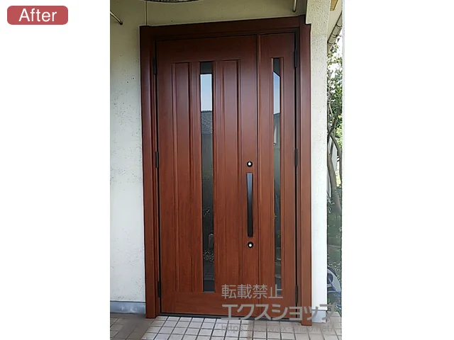 広島県福山市のLIXIL リクシル（トステム）の玄関ドア リシェント玄関ドア3 アルミ仕様 手動 親子仕様(ランマ無)L C12N型 施工例