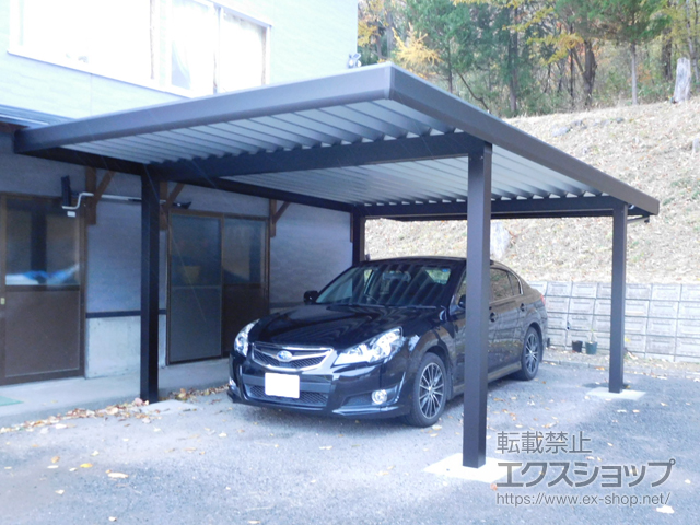 岩手県下閉伊郡岩泉町ののカーポート ジーポートneo Aタイプ 角柱4本柱 積雪〜100cm対応 施工例