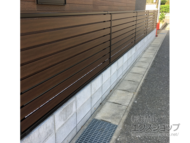 千葉県鎌ケ谷市ののフェンス・柵 モクアルフェンス 横板タイプ 自由柱施工 施工例