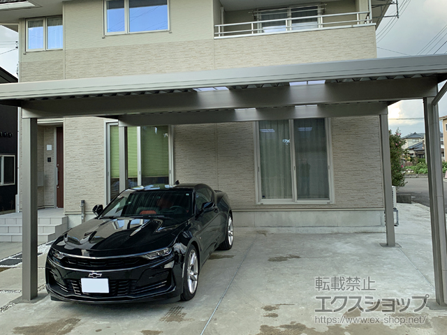 新潟県新潟市のLIXIL リクシル（トステム）のカーポート テリオスポートIII 3000 2台用 角柱4本柱 積雪〜100cm対応 施工例