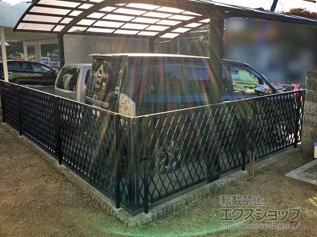 岡山県玉野市ののフェンス・柵 シンプレオフェンス8型 ラチス格子　自由柱施工 施工例