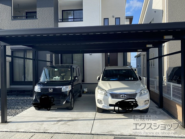 新潟県新潟市ののカーポート ジーポートneo Bタイプ 2台用 角柱6本柱 積雪〜100cm対応 施工例