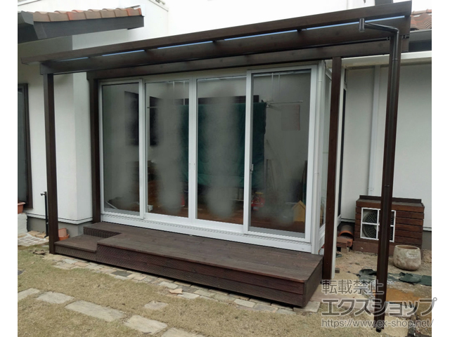 山口県宇部市ののテラス屋根 ナチュレＳ 壁寄せ納まり 単体 積雪〜20cm対応 施工例