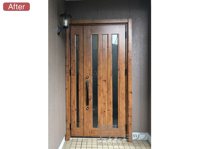 兵庫県明石市のLIXIL リクシル(トステム)の玄関ドア リシェント玄関ドア3 アルミ仕様 手動 親子仕様(ランマ無)R C16N型 施工例