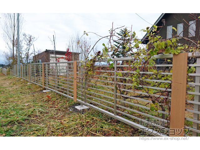 岩手県花巻市ののフェンス・柵 シンプレオフェンス9型 横粗格子 自由柱施工 施工例