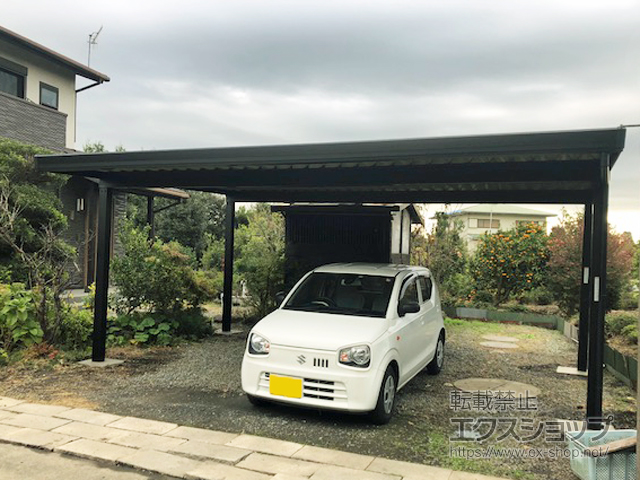 神奈川県藤沢市のLIXIL リクシル（トステム）のカーポート テリオスポートIII 900 2台用 角柱4本柱 積雪〜30cm対応 施工例