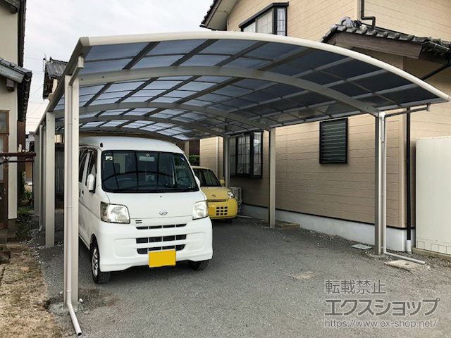 島根県出雲市ののカーポート プレシオスポート ワイド 縦連棟 積雪〜20cm対応 施工例