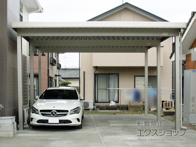 群馬県邑楽郡邑楽町ののカーポート ジーポートneo Bタイプ 2台用 角柱6本柱 積雪〜100cm対応 施工例