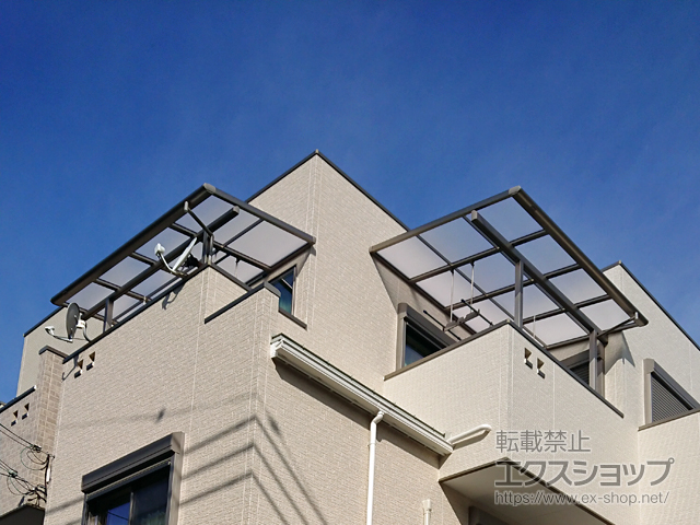 大阪府大阪市のLIXIL リクシル（トステム）のバルコニー・ベランダ屋根 パワーアルファ F型 屋根タイプ 単体 積雪〜30cm対応 施工例