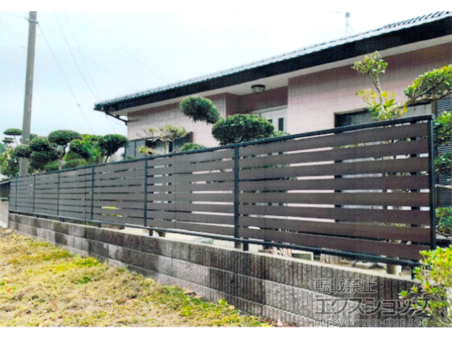 茨城県鹿嶋市ののフェンス・柵 モクアルフェンス 横板タイプ 自由柱施工 施工例
