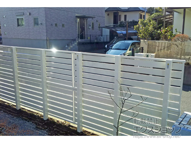 千葉県市原市ののフェンス・柵 シンプレオフェンスSY1型 横半目隠し 2段支柱 自立建て用 施工例