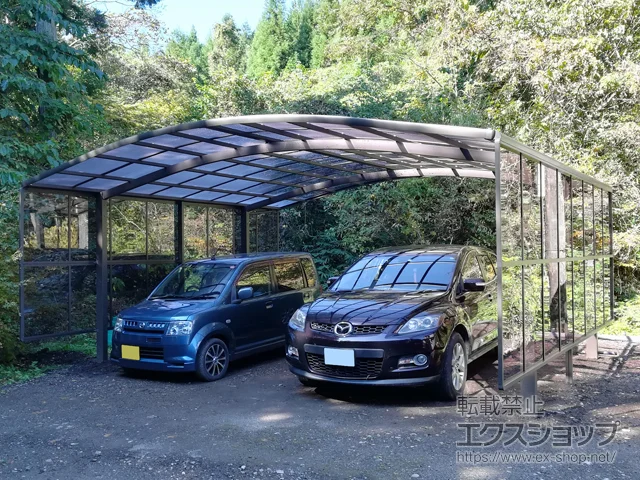 群馬県吾妻郡東吾妻町のLIXIL(リクシル)のカーポート ネスカR (ラウンドスタイル) ワイド 積雪～20cm対応 施工例