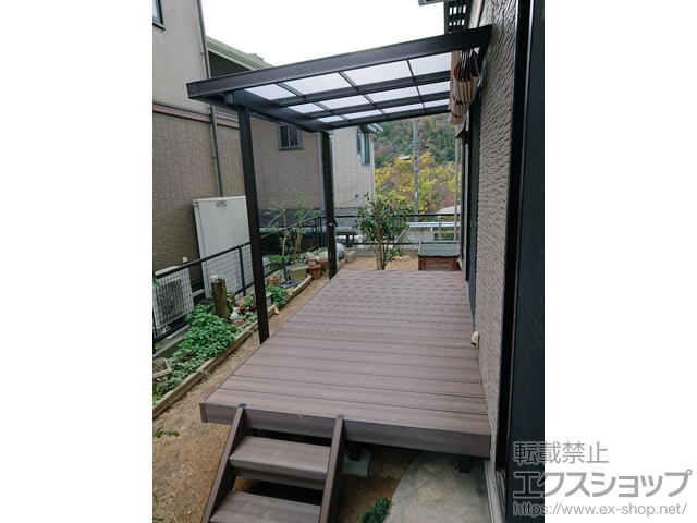 岡山県倉敷市ののウッドデッキ 樹ら楽ステージ 木彫＋ステップ2段 施工例