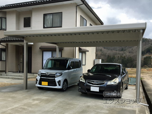 京都府京丹後市ののカーポート ジーポートneo Aタイプ 2台用 角柱4本柱 積雪〜100cm対応 施工例