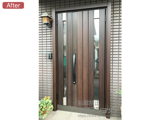 東京都東久留米市のLIXIL リクシル（トステム）の玄関ドア リシェント玄関ドア3 断熱K4仕様 手動 親子仕様(ランマ無)R P77型 施工例