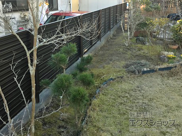 福島県いわき市ののフェンス・柵 ミエーネフェンス 目隠しルーバータイプ 自由柱施工 施工例