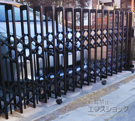 埼玉県久喜市ののカーゲート トリップゲートII P型 ペットガード付き ノンレール 片開き 35S 施工例