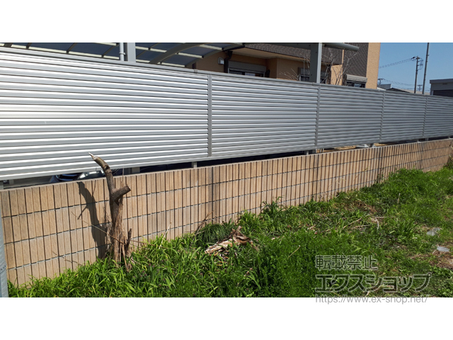 千葉県旭市ののフェンス・柵 シンプレオフェンス13型 ルーバー 自由柱施工 施工例