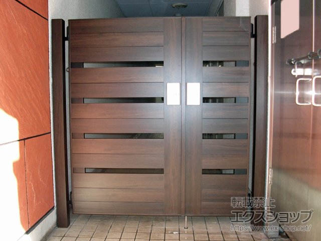 大阪府大阪市のの門扉 開き門扉AA YS1型 親子開き マテリアルカラー 施工例