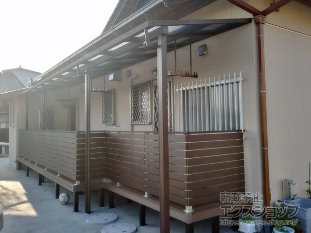 千葉県茂原市ののテラス屋根 サザンテラス (フレーム仕様) テラスタイプ 3連棟 積雪〜20cm対応 施工例