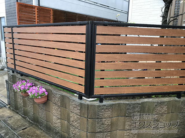 千葉県千葉市ののフェンス・柵 モクアルフェンス 横板タイプ　自由柱施工 施工例