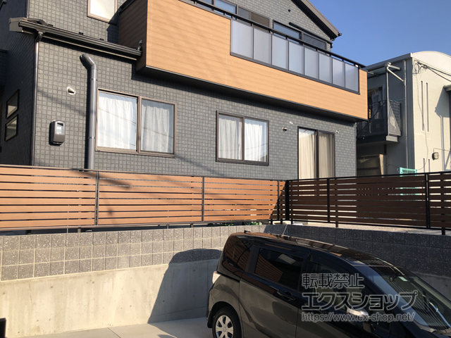 広島県広島市ののフェンス・柵 モクアルフェンス 横板タイプ 自由柱施工 施工例