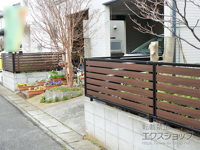 神奈川県茅ヶ崎市ののフェンス・柵 モクアルフェンス 横板タイプ 自由柱施工 施工例