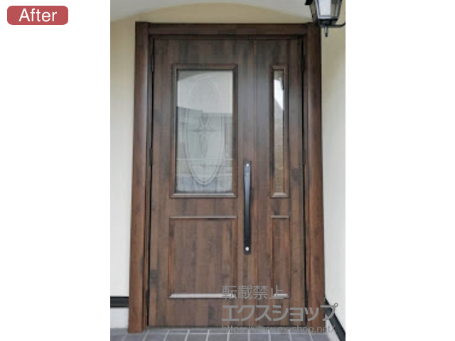 愛知県日進市のLIXIL リクシル（トステム）の玄関ドア リシェント玄関ドア3 断熱K4仕様 手動 親子仕様(ランマ無)L C15型 施工例