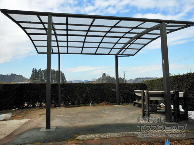 茨城県東茨城郡城里町ののカーポート ネスカR (ラウンドスタイル) ワイド 積雪〜20cm対応 施工例