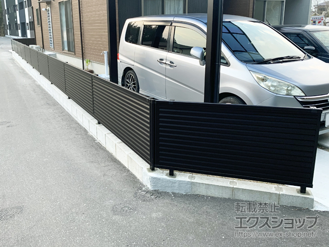 鹿児島県薩摩川内市ののフェンス・柵 ミエーネフェンス 目隠しルーバータイプ 自由柱施工 施工例