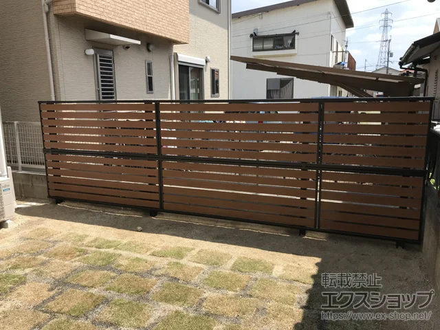熊本県熊本市ののフェンス・柵・塀 モクアルフェンス 横板タイプ 2段支柱施工 施工例
