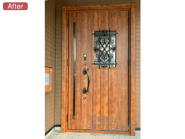 宮城県大崎市のLIXIL リクシル（トステム）の玄関ドア リシェント玄関ドア3 断熱K4仕様 親子仕様(ランマ無)R D41型 ※カザスプラス仕様 施工例